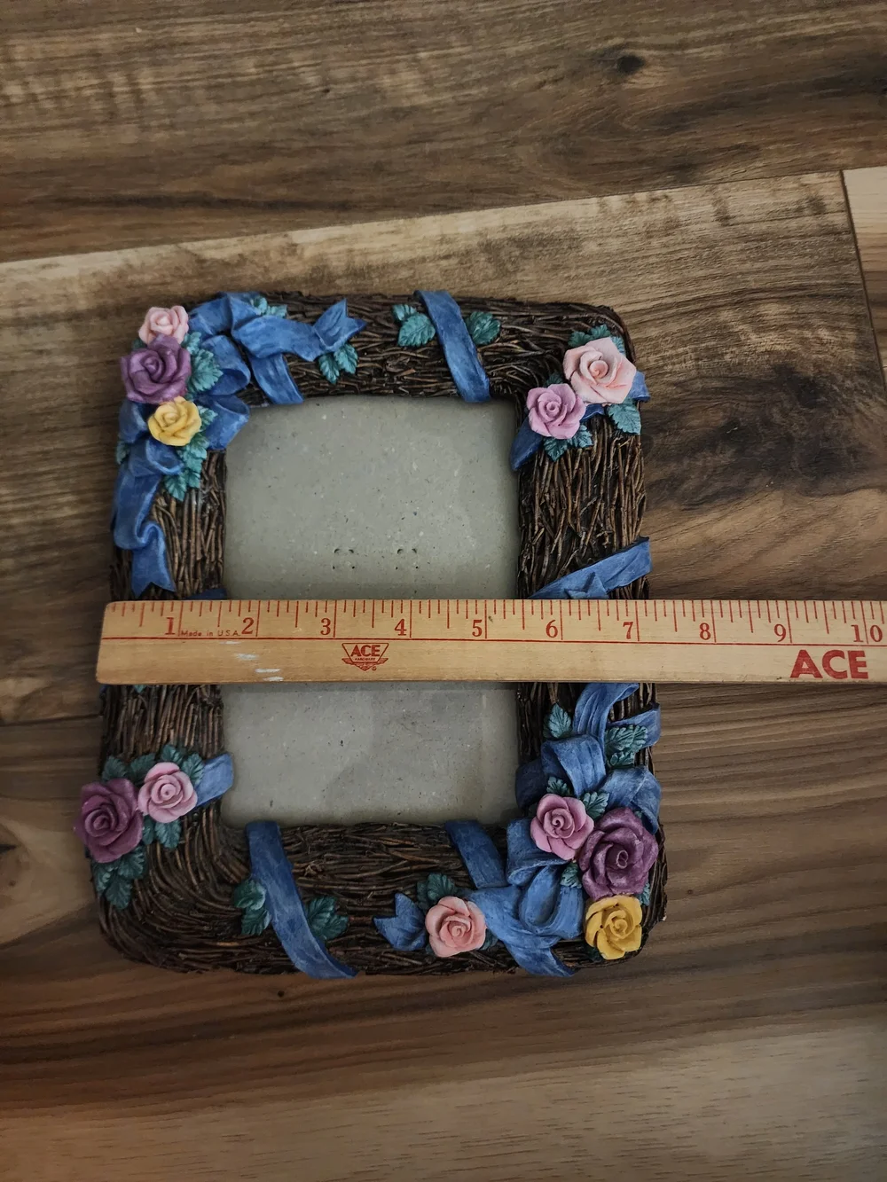 Vintage 1990 Figi Graphics 5x7 Floral Rose Ribbon Picture Frame With Glass